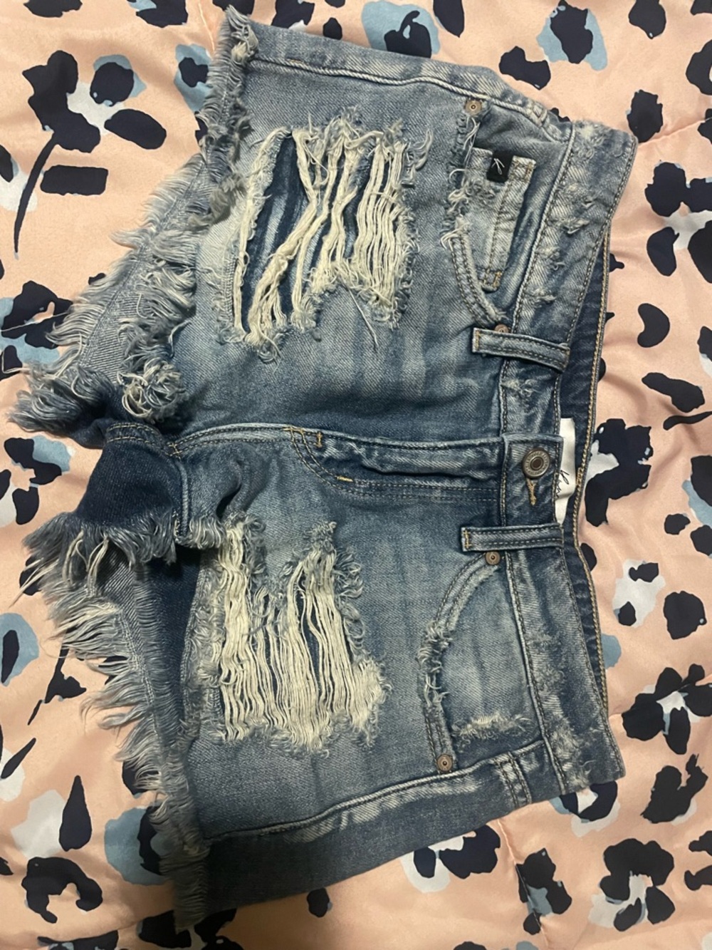 KanCan Faded Light Blue Distressed Denim Shorts